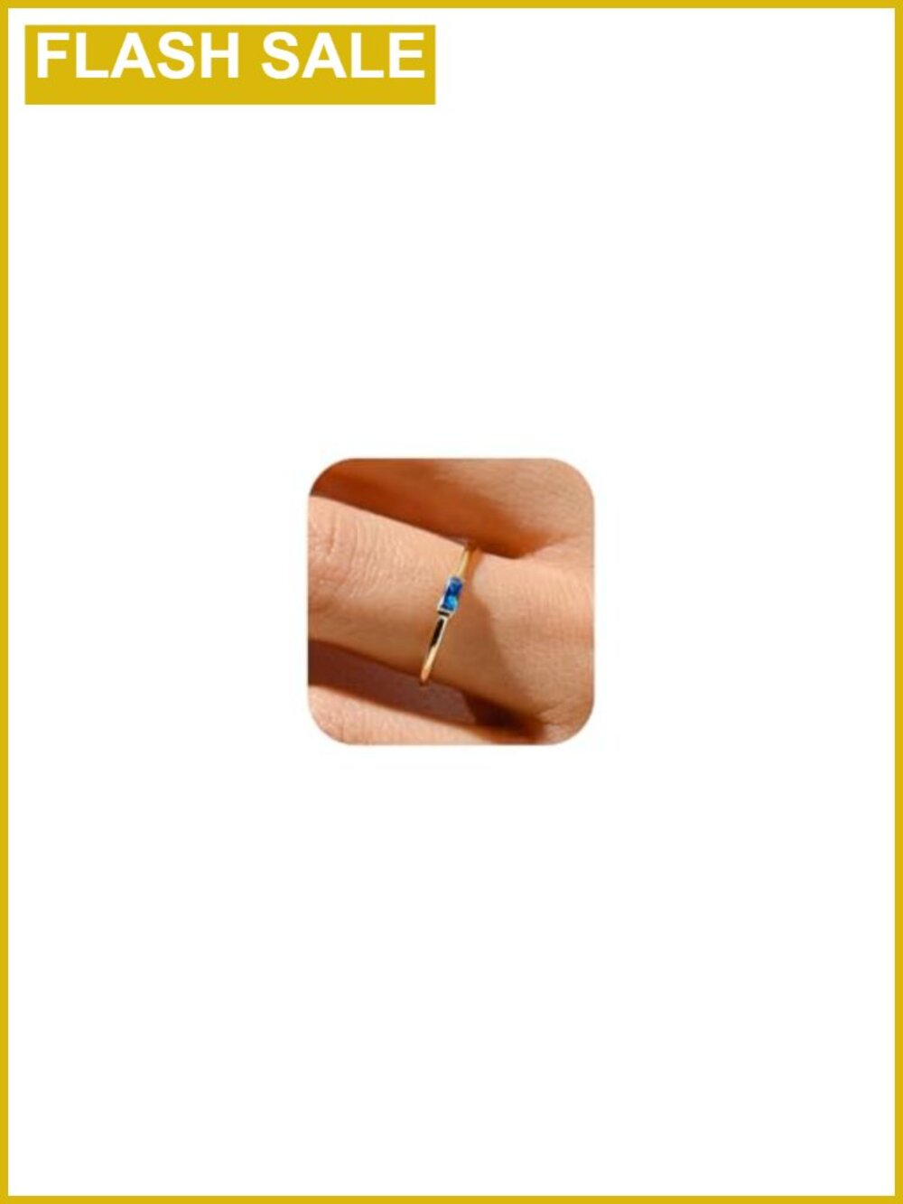 14K Gold Plated Stackable Birthstone Ring Dainty Baguette Band Women